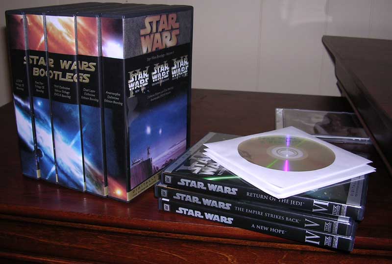 star wars vhs. An assortment of Star Wars discs – five bootlegs, an official set, 